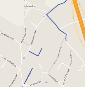 Werkzone aangeduid in blauwe kleur